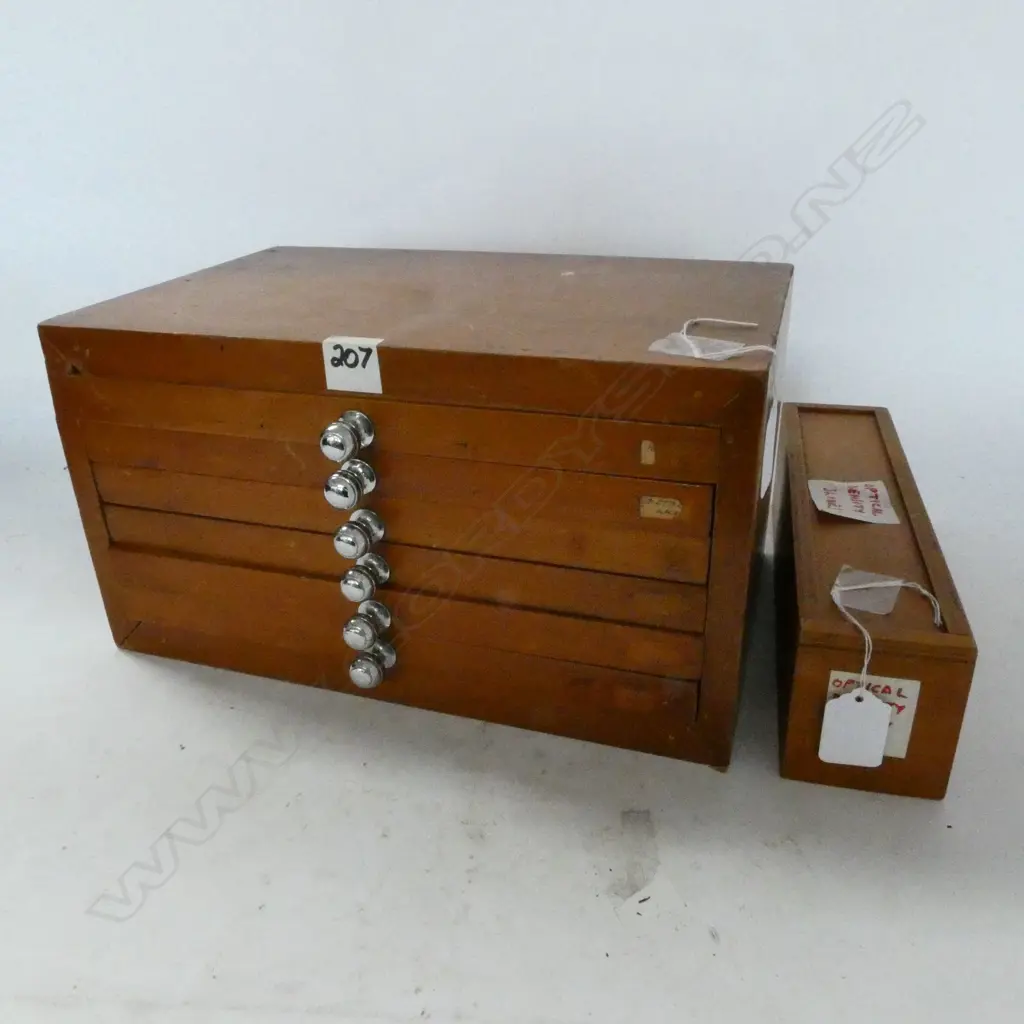6 DRAWER BOX OF OPTICAL LENSES AND BOX SET OF OPTICAL DENSITY SLIDES Image 1++